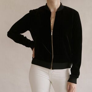 Michael Kors Black Suede Zip Up Sweatshirt Size Medium